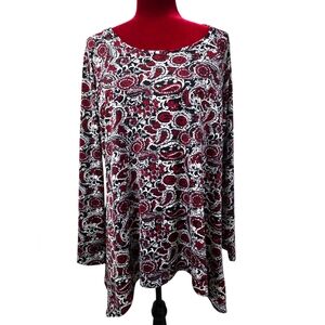 Annalee + Hope Asymmeteical Hem Tunic Top With Long Sleeves, Size Large